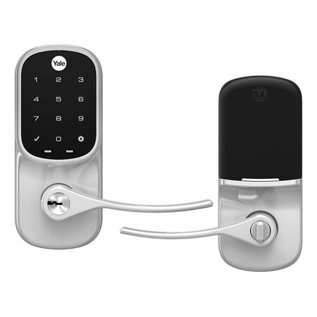 YALE REAL LIVING Standalone Assure Lever Touchscreen Keyed Entry Lock with Kwikset Keyway Satin Nickel Finish YRL226NR619